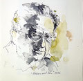 Kunstvolle Meisterzeichnung: Philosoph Erich Fromm in Tusche, Portrait im Original