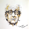 Claude Levi Strauss: Ein Philosoph in der Kunst der Portraitzeichnung, Portrait in Tusche, Originalkunst Cecily Park 