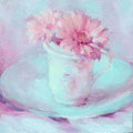 Rosa Gerbera wecken Assoziation von Sommer und Duft, Daily Paintings Online Galerie. 