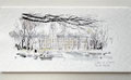 "Beeindruckender Schlossgarten von Karlsruhe: Kulturelles Highlight in Tuschezeichnung für Frieden und Ruhe"