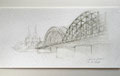 "Buntstiftzeichnung der Kölner Brücke: Originale Zeichnung vom Künstler für Kunstliebhaber"