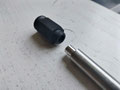 Der zweite Versuch mit einer 12mm Welle, die auf den richtigen Durchmesser reduziert wird, und dann in die Bohrung...