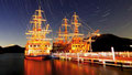 1-5「星降る海賊船」箱根･芦ノ湖 / 坂口：真冬に約50分の長時間露光で、非常に寒かった。