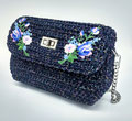 Pochette blu lurex fiori