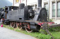 In Tirano stehen einige historische Lokomotiven, wie diese Tenderlok