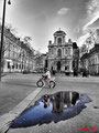 Reflection in the puddle - St-Gervais Church - Paris