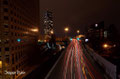 Night road traffic - Boulevard circulaire La Défense - Paris