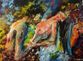 lovers (100x70) - acrilico su tela tecnica mista