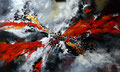 fuoco e passione (150 x 90) - acrilico e smalto su tela tecnica mista