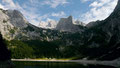 Hinterer Gosausee mit Seealm, Dachsteinmassiv mit Schneebergwand vom Rückweg am Nachmittag