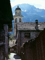 Foto von 1985: Der Campagnile der Kirche von Soglio