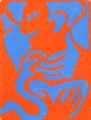 Der Kuss, Linoldruck ca. 40 x 30 cm