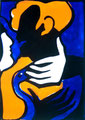 Der Kuss, Linoldruck ca. 40 x 30 cm
