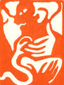 Der Kuss, Linoldruck ca. 15 x 12 cm