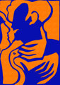 Der Kuss, Linoldruck ca. 40 x 30 cm