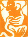 Der Kuss, Linoldruck ca. 15 x 12 cm