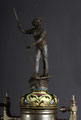 Majolika m. Neusilber-Garnitur u. Aufsatzfigur Landwirt - Herst. Hohenrath Köln 1911