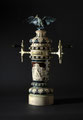 Steingut-Säule 2-leitig m. Adleraufsatz - Herst. Sürther Köln um 1904