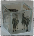 Glas-Windlicht mit Zebras