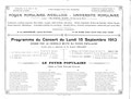 15 septembre 1913 - Concert au Foyer populaire