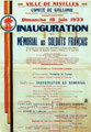 18 juin 1933 - Inauguration mémorial aux soldats français