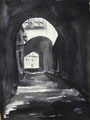 Alte Gasse in Prag,Tuschmalerei