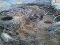 Demolición de pavimento y excavación en entronque de tuberías