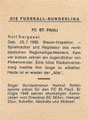 Sammelkarte ohne Nummer: Rückseite Sammelkarte; Die Fußball Bundesliga; Heinerle, Wundertüten, Hugo Hein KG, Bamberg