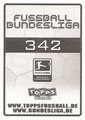 Sticker 342: Rückseite Sticker; Fußball Bundesliga  (Offizielle Bundesliga Sticker-Sammlung 2010/2011 Autogramm-Auflage); Topps  