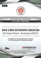 Trading Card BA-JI: Rückseite Trading Card (Base Card Autograph Variation): Jackson Irvine; Topps Chrome Sapphire Edtion (Season 2024/25); Topps