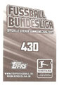 Sticker 430: Rückseite Sticker; Fußball Bundesliga (Offizielle Sticker-Sammlung 2016/2017); Topps