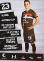 Johannes Flum; Rückseite Autogrammkarte: Saison 2018/19 (2. Bundesliga)