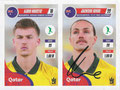 Sticker 183: Ajdin Hrustic / Jackson Irvine mit Originalunterschrift; Qatar 2022; Navarrete (Peru)