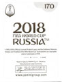 Sticker 170: Rückseite Sticker; Russia 2018 (World Cup); Internationale Version; Panini Bilderdienst, Tütenbilder, Stuttgart 