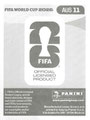 Sticker AUS 11: Rückseite Sticker; FIFA World Cup 2026 CAN MEX USA (Nordamerika-Edition); Panini Bilderdienst