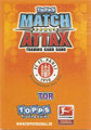 Rückseite einer Trading Card dieser Serie: Variante Tor; Match Attax Traiding Card Game 2010/2011; Topps