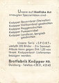 Sportbilder Album; Rückseite: Knäpper, Brotfabrik, Duisburg