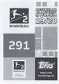 Sticker 291: Rückseite Sticker; Fußball Bundesliga (Offizielle Sticker-Sammlung 2019/2020); Topps