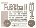 Glitzer Sticker W 24b: Rückseite Sticker; Fußball' 92; Panini Bilderdienst, Unterschleißheim