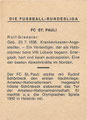 Sammelkarte ohne Nummer: Rückseite Sammelkarte; Die Fußball Bundesliga; Heinerle, Wundertüten, Hugo Hein KG, Bamberg