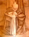 Stillleben mit Vase, Bleistift auf Papier, 40x50