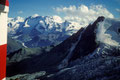 Blick aus dem Hüttenfenster zum Zermatter Breithorn 4165 m