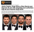 Hugo SIlva de PACO VARELA entre los más elegantes de la alfombra roja de los Premios  2016. Antena3.com 
