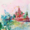Moscou, acryl en inkt op schildersdoek, 90x90cm, prijs 1700,00e (incl. lijst)
