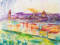 Florence, acryl en inkt op schildersdoek, 90x120cm, prijs 2000,00e (incl. lijst)