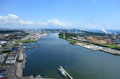 秋田28 あきた港　タワーからの雄物川河口