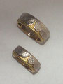 Bicolorgold 750. Damenring mit 1 Brillant