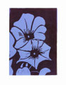 © Schidlo 2023; Blatt Studie2 auf blauem Grund, Linolschnitt