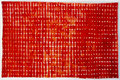 Opgebouwde kleur jodium  ingelijst 50x65 cm  aquarelverf op katoen