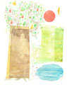 《『人生を祝福する「老い」のレッスン』のための装丁画》-　紙に透明水彩、色鉛筆　210mm×120mm/2013